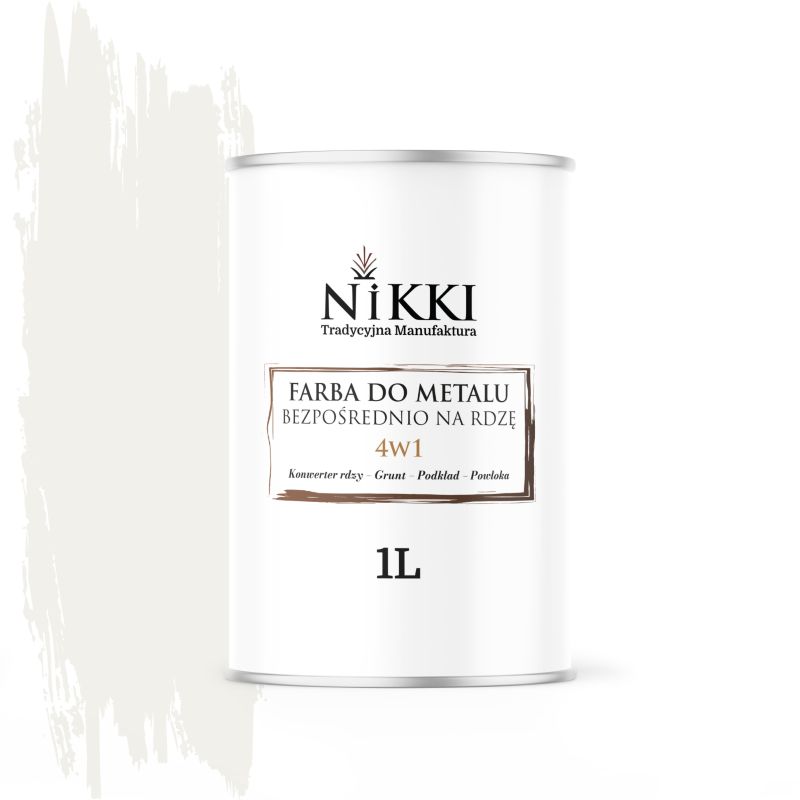 Farba do Metalu Antykorozyjna 4w1 NIKKI Biały drogowy RAL9016 Mat 1L