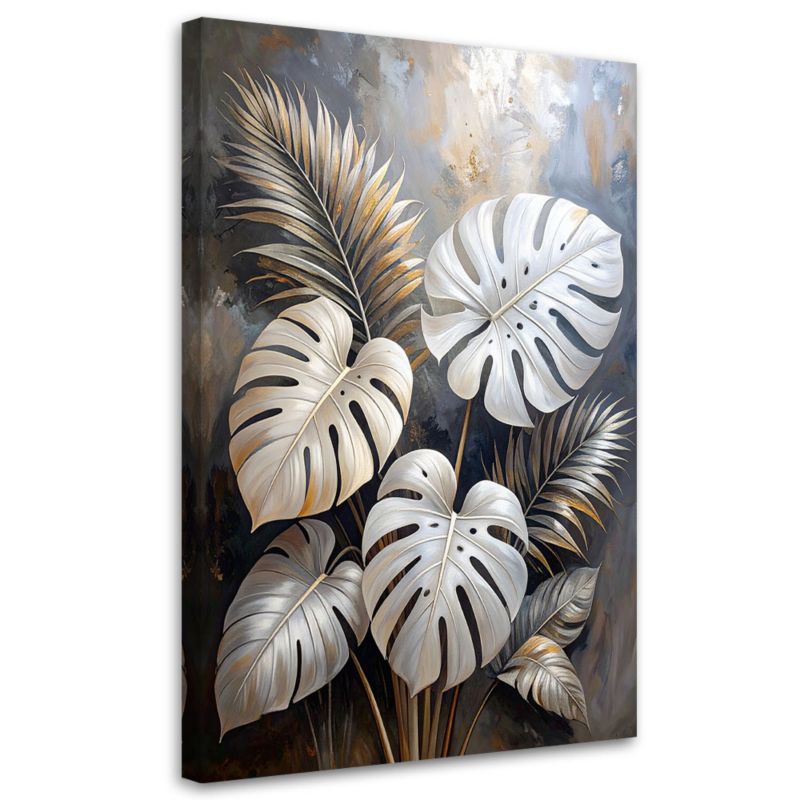 Obraz do salonu sypialni kuchni biura Feeby Liście monstery i palmy 80x120cm 1szt