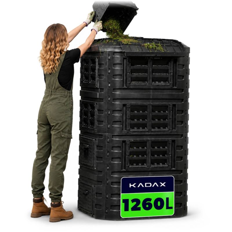 Kompostownik KADAX Ogrodowy modułowy 1260L mrozoodporny Całoroczny Czarny 1szt.