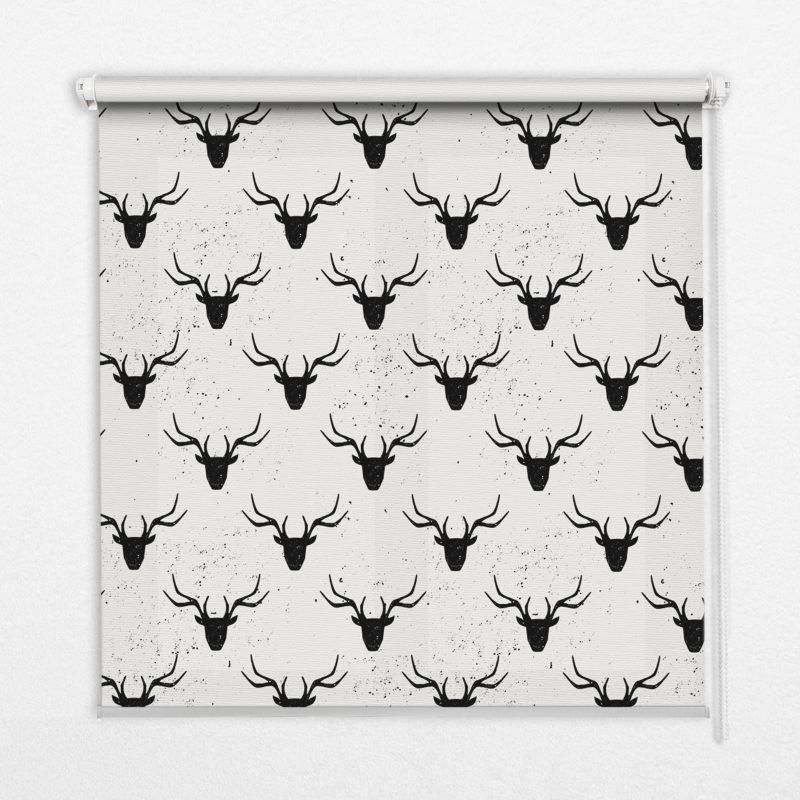 Roleta Dekoracyjna Tulup 120x140 cm Czarne Głowy Jeleni Montaż do ściany/sufitu 1 szt.