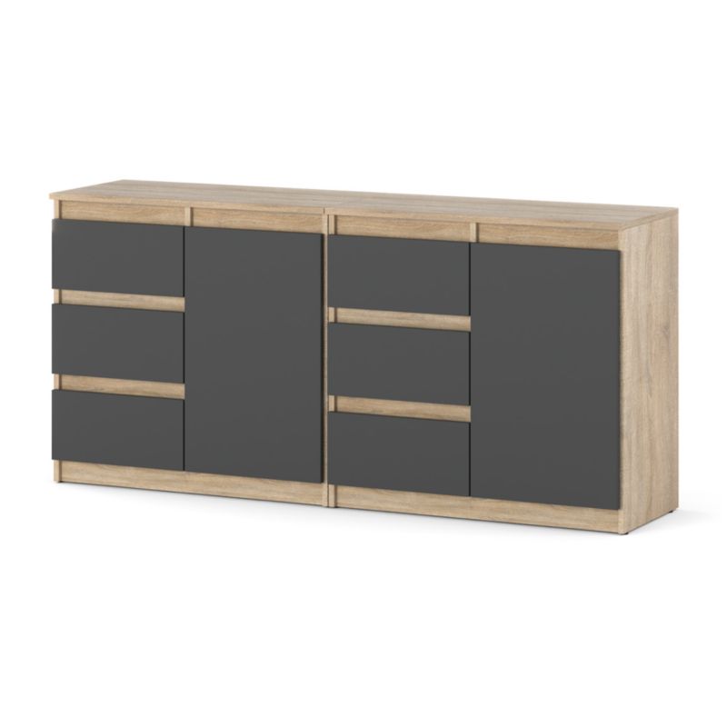 Komoda Hurtownia-Mebli Szuflady 6 Agna Mini 160cm Dąb Sonoma Szary Mat 160x35x75 cm 1szt.