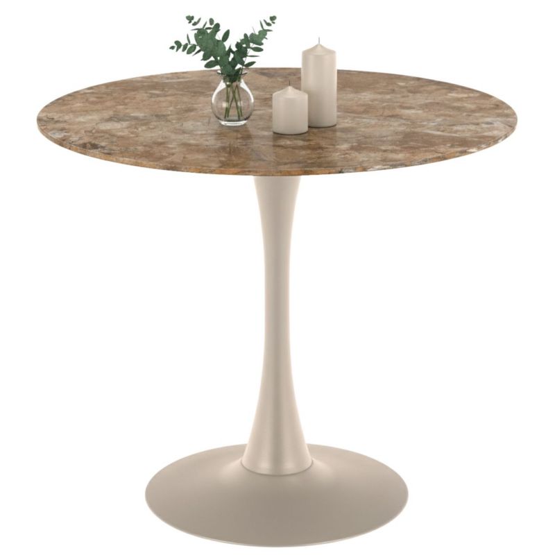 Stół do jadalni Malta Actona okrągły ceramiczny odcień brązowego marmuru 1 szt.