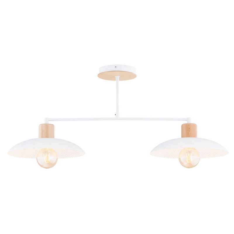 Lampa sufitowa Emibig Kobe biała jasne drewno wym: 30 x 100 x 30 cm 2xE27 x 15W 1 szt.