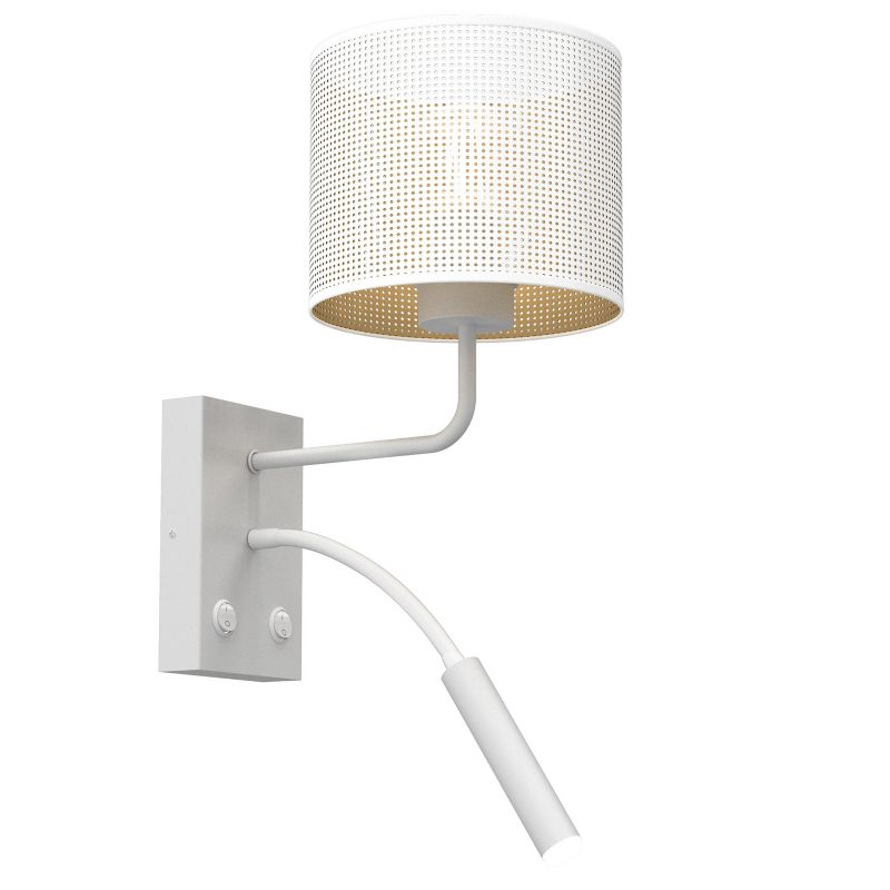 Kinkiet ścienny Luminex Loft Shade biały mat-złoty do czytania z włącznikiem 1 x E27+G9 x 15W IP20 wym: 38 x 18 x 26 cm - 1 szt.
