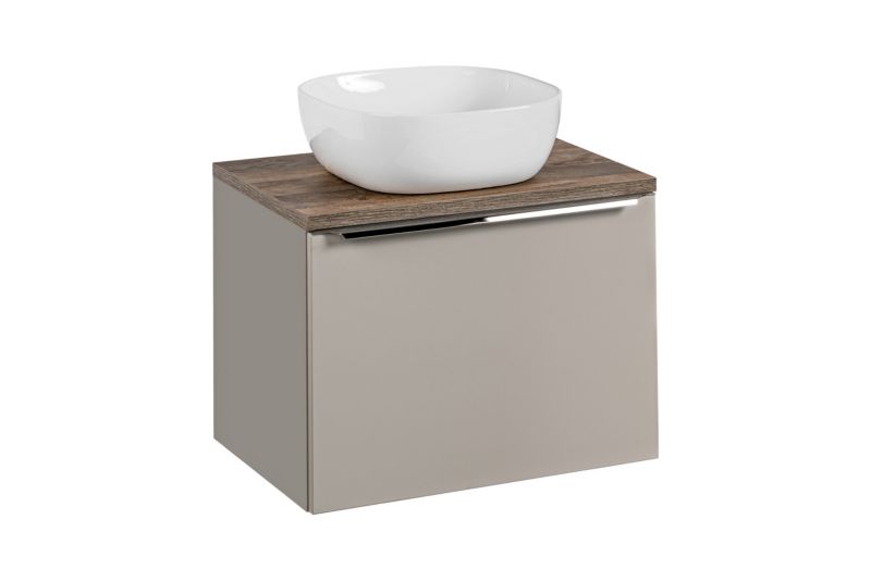 Zestaw mebli łazienkowych 60cm Comad Santa Fe Taupe z blatem i umywalką nablatową Smile 1szt