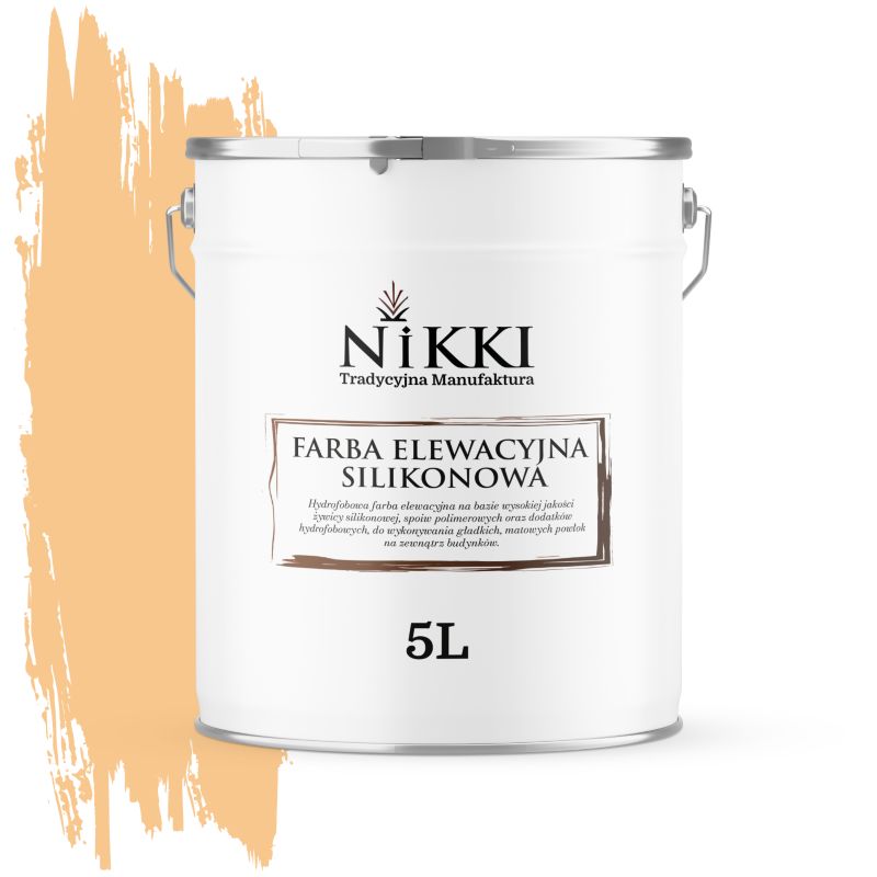 Farba Elewacyjna Zewnętrzna Silikonowa Odporna na Zielenienie NIKKI Pomarańczowy jasny F764 5L