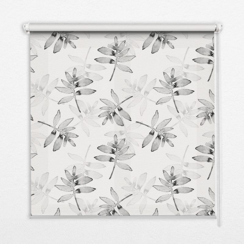 Roleta Wewnętrzna Tulup 130x140 cm Szare Szkicowane Liście Montaż do ściany/sufitu 1 szt.