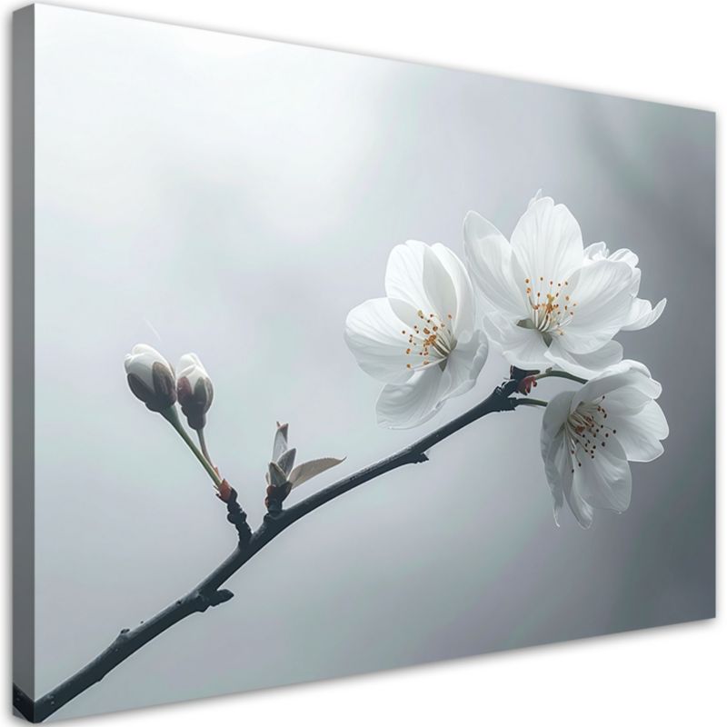 Obraz do salonu sypialni kuchni biura spa loftu Feeby Gałązka białe 100x70cm 1szt