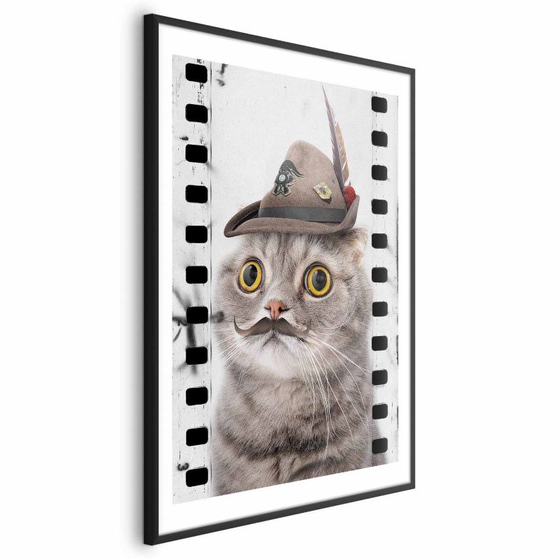 Plakat Artgeist Kot w kapeluszu 21x30 cm z ramą czarną 1 szt