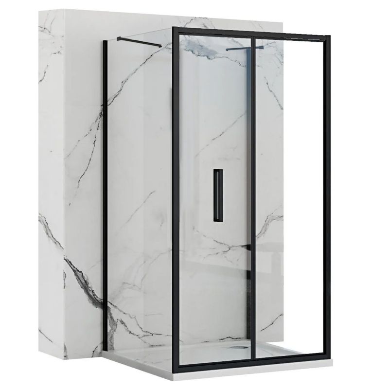 Kabina Prysznicowa Przyścienna Rapid Fold Black 100X100X195Cm 1 Szt
