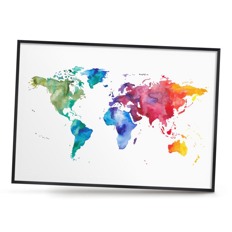 Tablica magnetyczna do salonu ArtPrintCave 100x70 Kolorowa mapa w czarnej ramie 1szt