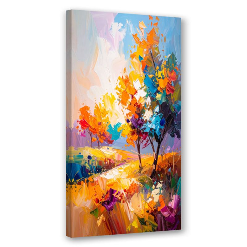 Obraz nowoczesny do salonu Feeby Kolorowe drzewa pejzaż imitacja farby 60x120cm 1szt