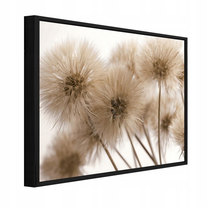 Obraz W Ramie WALLARENA Do Sypialni Salonu Na Płótnie Dmuchawce Boho Kwiaty Beżowy 60x40 cm PPR16142O4 1 szt.