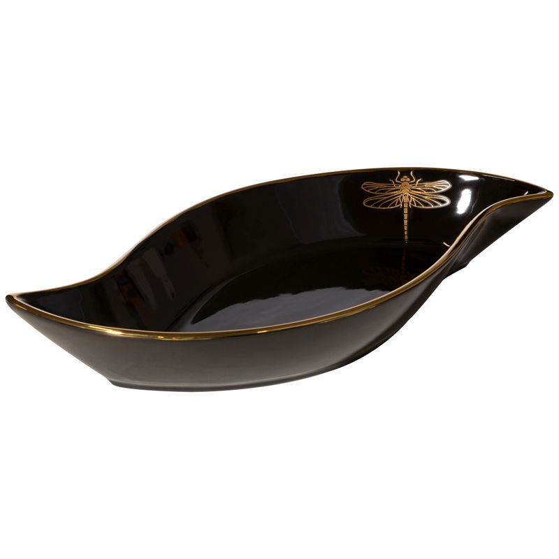 Patera ceramiczna Eurofirany 36 x 18 x 5 cm czarna złota 1 szt.