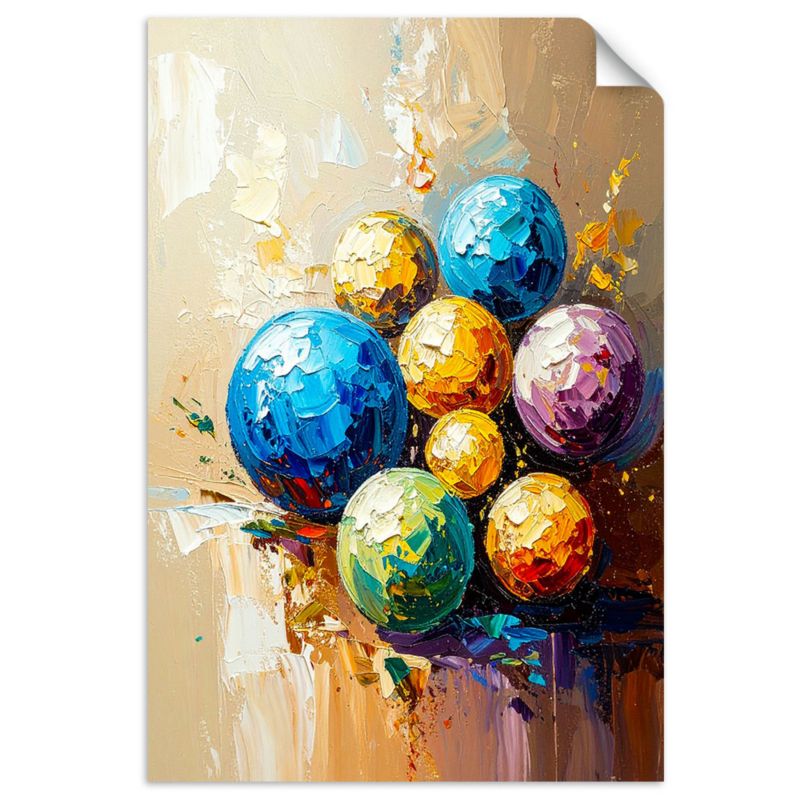 Naklejka na ścianę do salonu sypialni Feeby Kolorowe Kule Plamy efekt farby olejnej 60x90cm 1szt