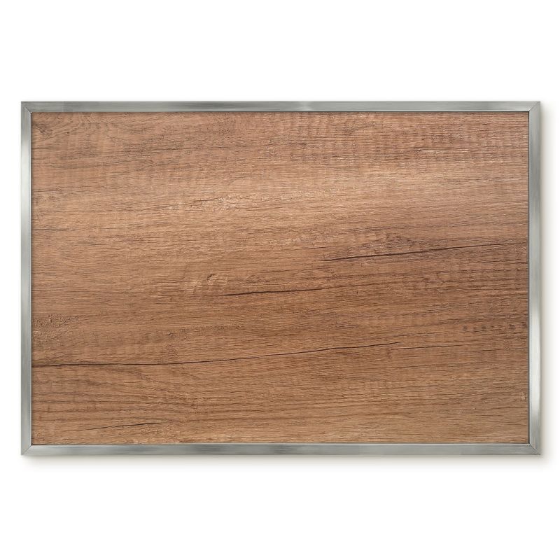 Magnetyczna Tablica Ścienna Tulup 60x40 cm Faktura drewna - Srebrna rama Do salonu, sypialni 1 szt.