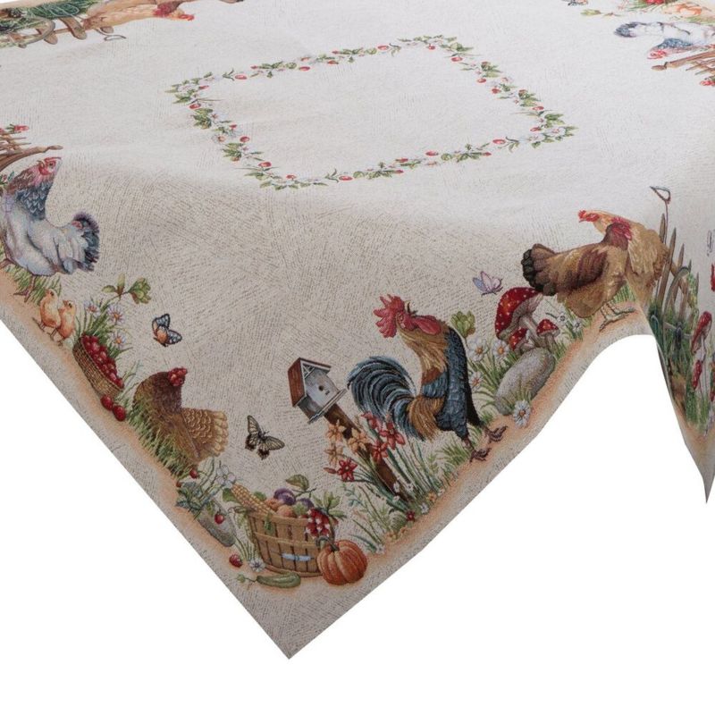 Obrus gobelinowy 1287/NAT Eurofirany 100x100 cm wiosenny dekoracyjny beżowy 1 szt.