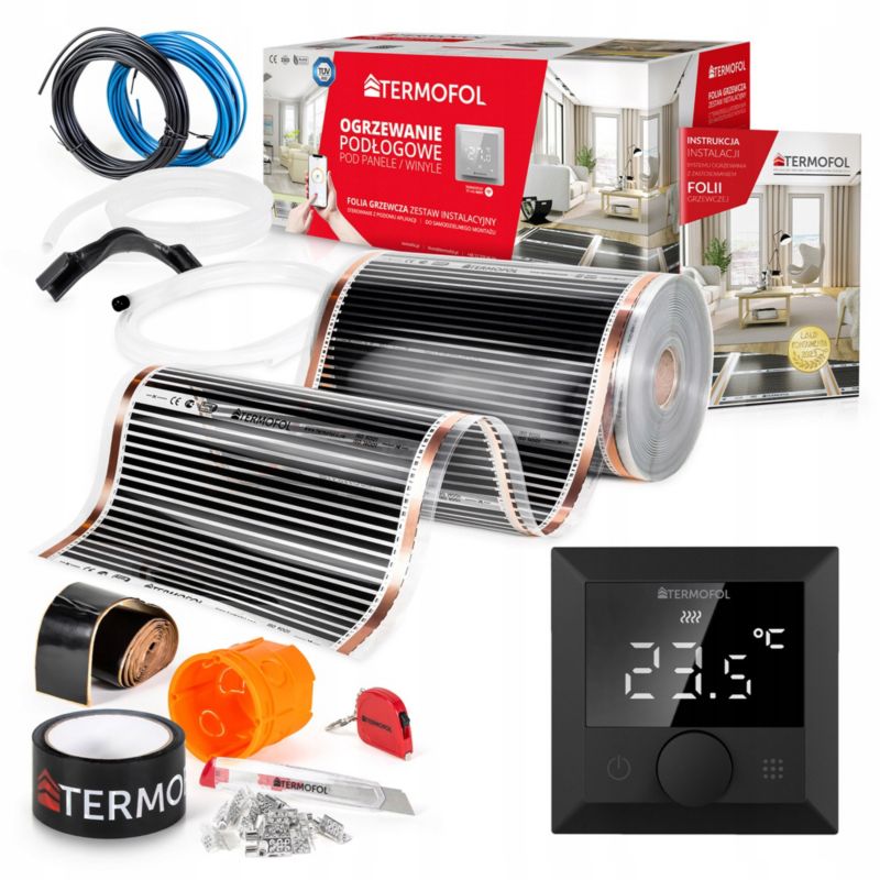 ZESTAW Folia Grzewcza TERMOFOL na podczerwień moc 60W 50cm pow. 26m² + TF-H5 BLACK 1kpl