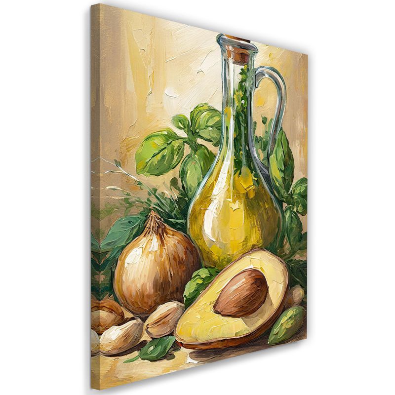 Obraz do kuchni jadalni Feeby Awokado Oliwa z oliwek Cebula Żywność 70x100cm 1szt