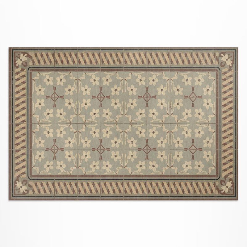 Dywan Winylowy Zewnętrzny Wallfluent 60x90 cm Kwiaty i płatki w mozaikach retro stylu 1 szt.
