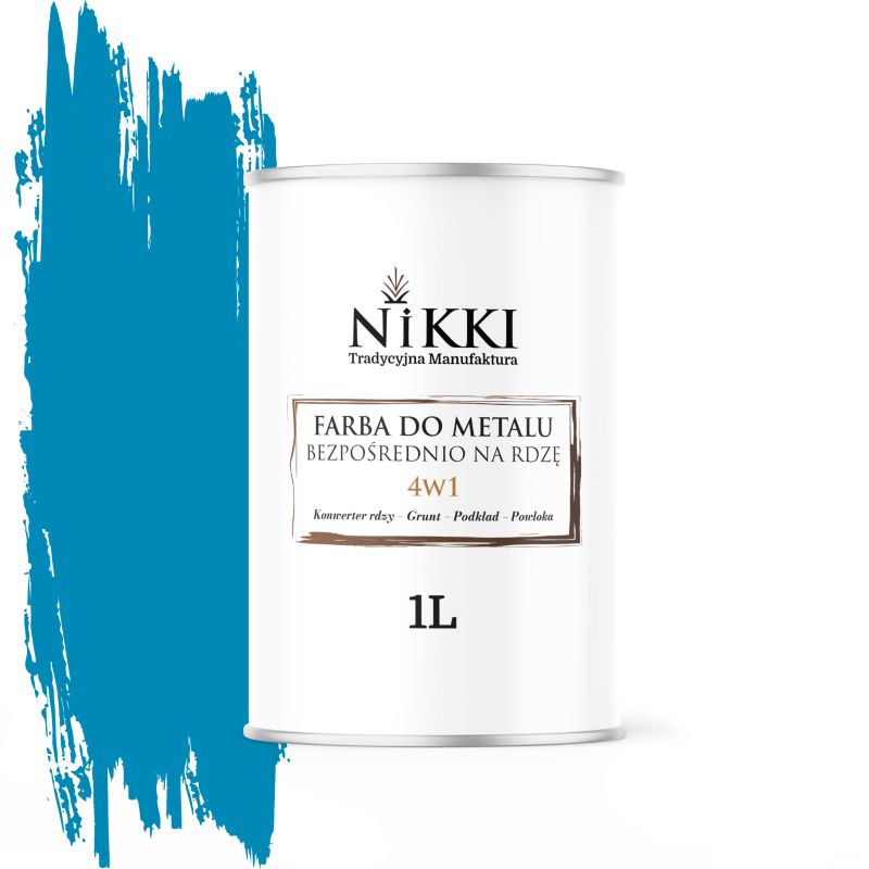 Farba do Metalu Antykorozyjna 4w1 NIKKI Niebieski jasny RAL5012 Wysoki Połysk 1L