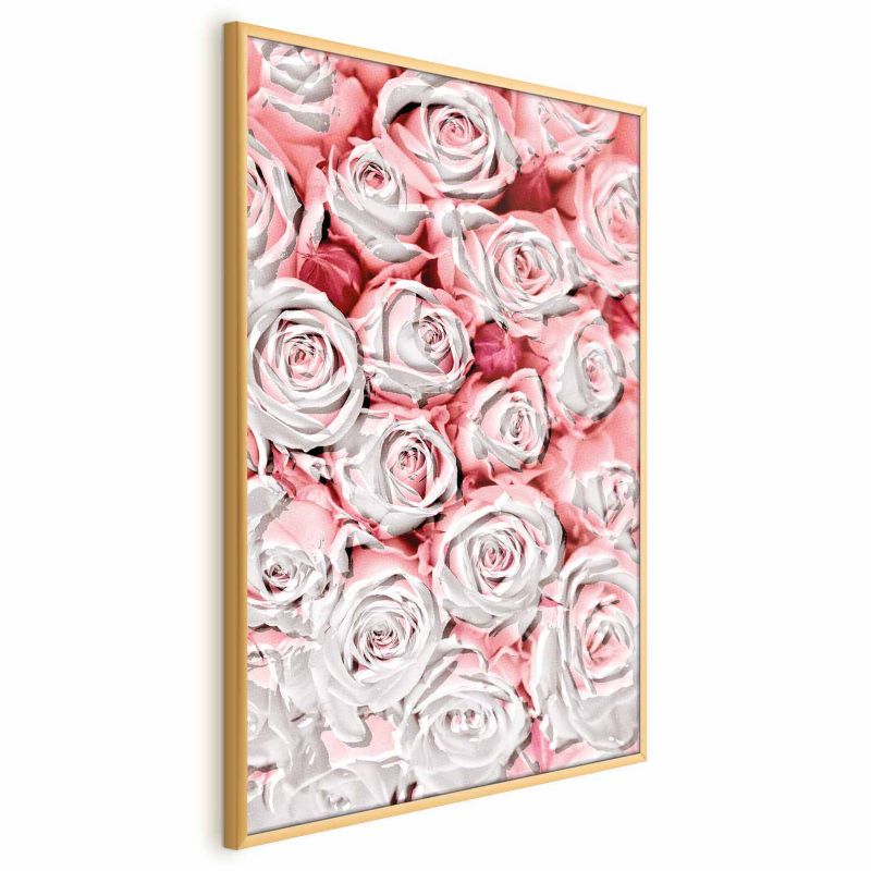 Plakat Artgeist Białe róże 29,7x42 cm z ramą złotą 1 szt