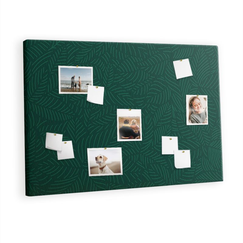 Tablica Korkowa Z Pinezkami Tulup 120x80 cm Wzór liści Organizer ścienny Pinezki drewniane 1 kpl