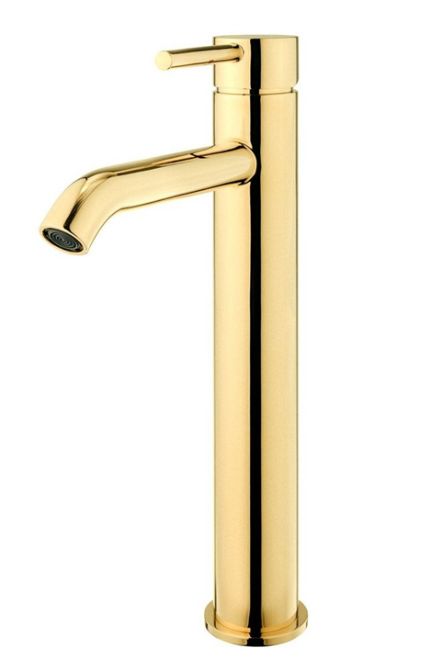 Bateria jednouchwytowa umywalkowa stojąca wysoka, głowica 40mm, złota 1szt