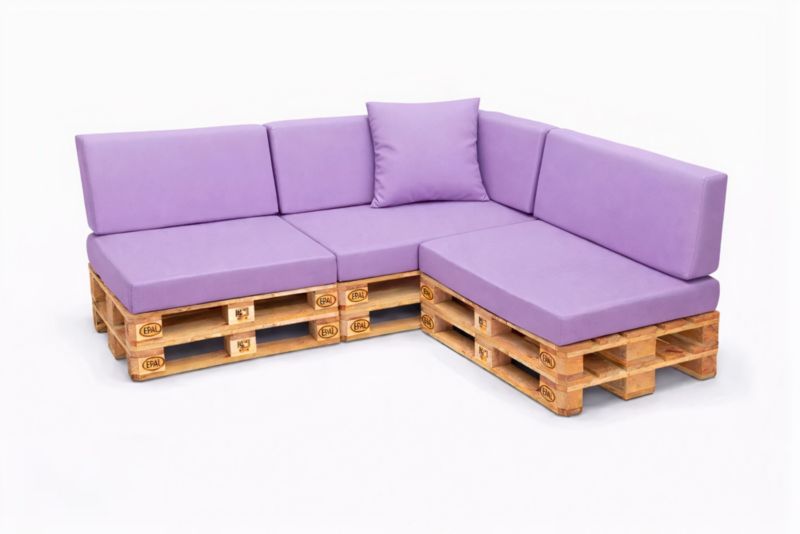 Komplet 8 sztuk poduszek ogrodowych na palety Setagrden 3x120x50cm /3x120x40cm+60x40cm,fioletowe dwustronne poduszki ogrdowe, 1szt