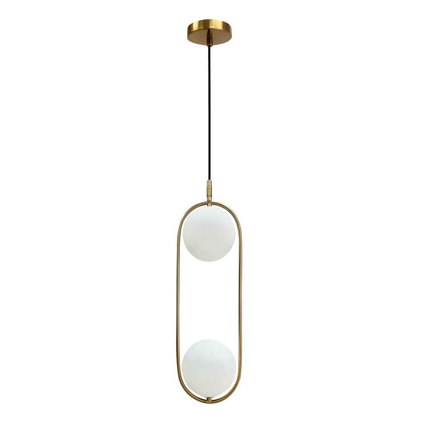 Srebrna lampa wisząca sufitowa do biura CORDEL metal szkło 2xG9