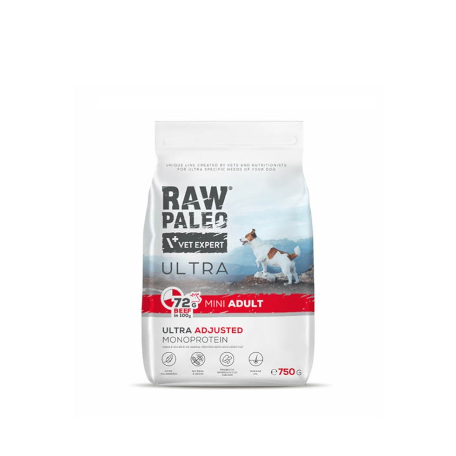 Beef Adult Mini | RAW PALEO Ultra | 750g | Sucha karma z wołowiną dla małych psów dorosłych