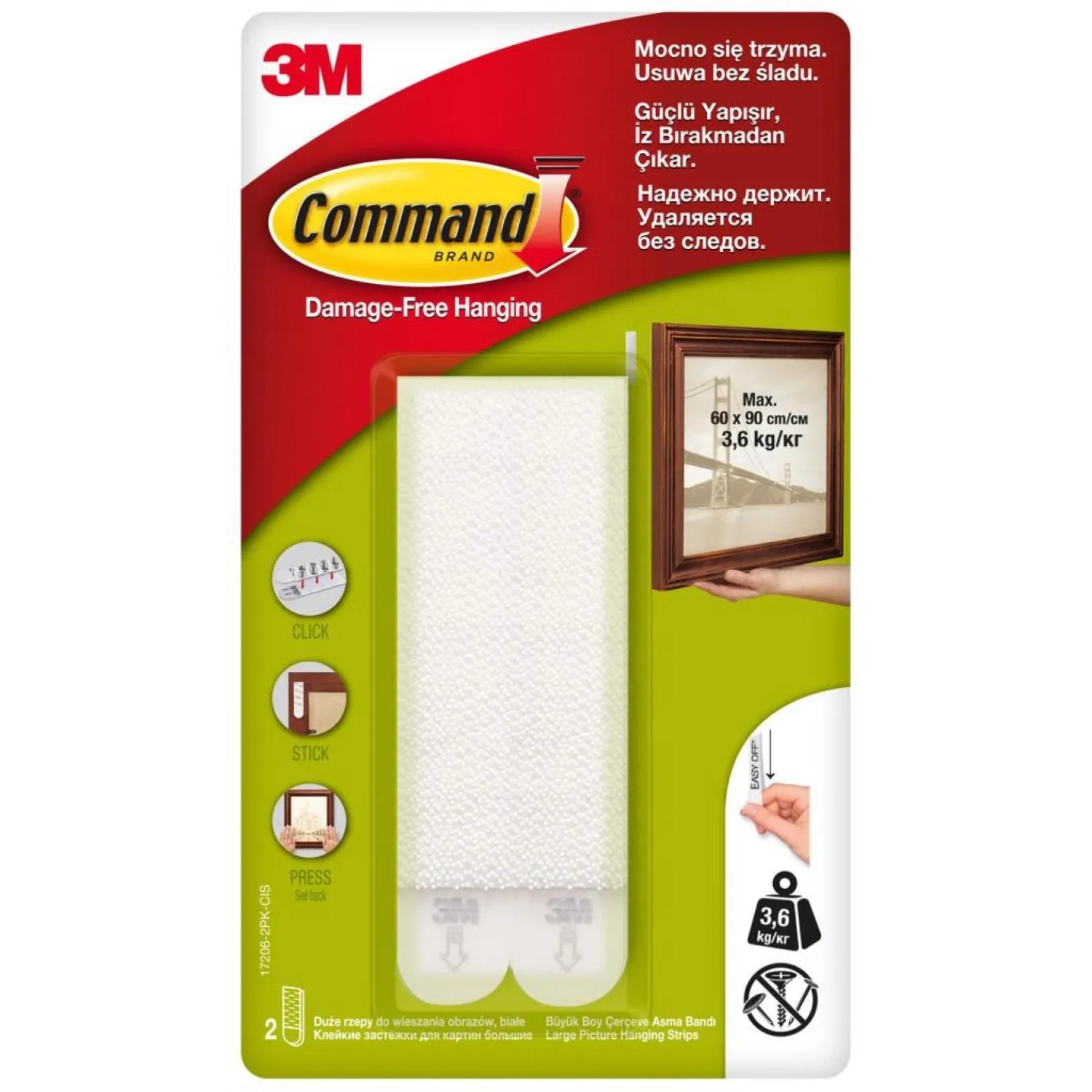 3M Command Rzepy do wieszania obrazów, białe, do 3,6 kg - 4 szt.