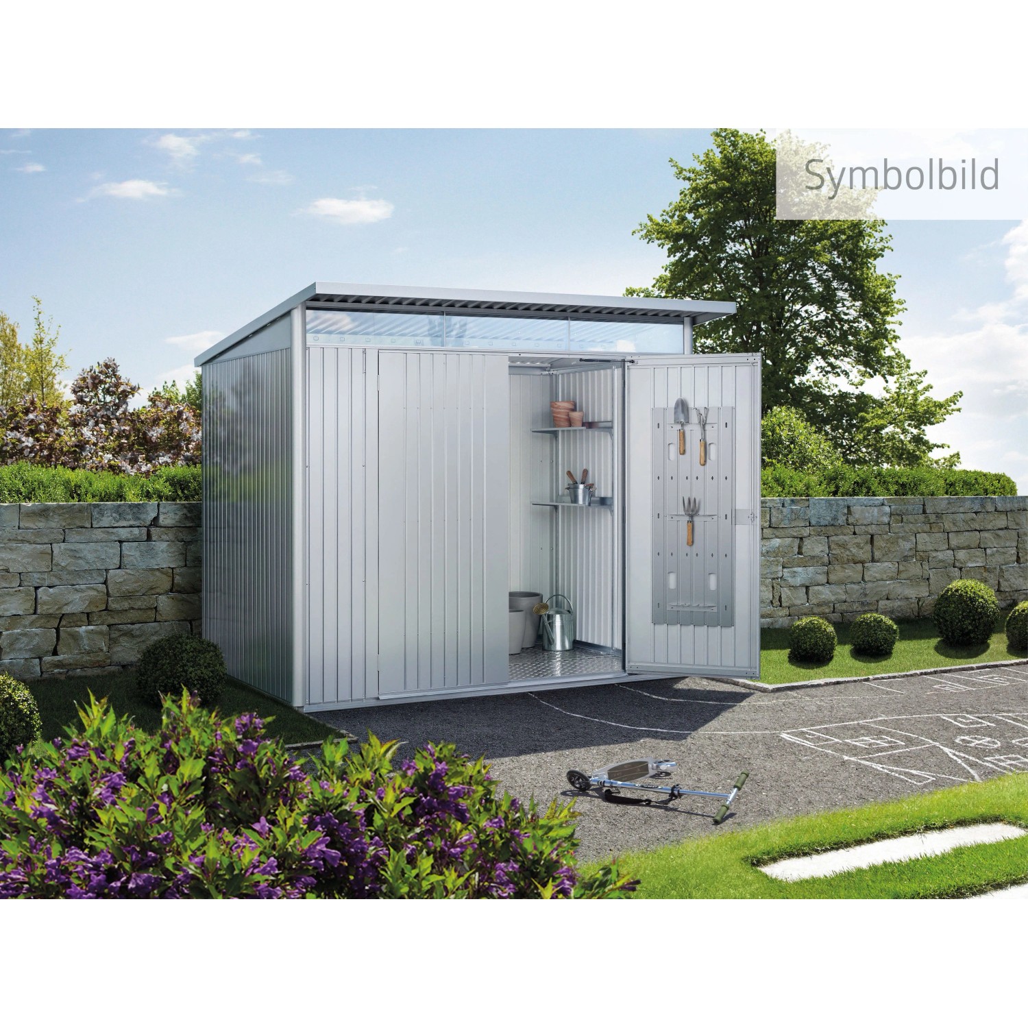 Biohort Domek ogr. metalowy AvantGarde ECO A7 drzwi standard srebrny metalik
