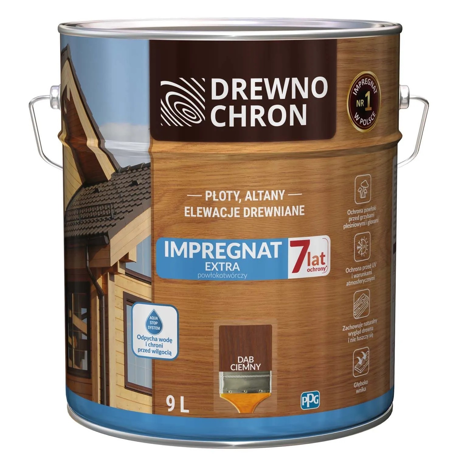 Drewnochron Impregnat Extra powłokotwórczy dąb ciemny - 9L