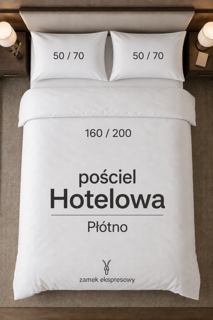 Pościel hotelowa PŁÓTNO 160x200 +2x 50x70 | Zamek ekspresowy | 100% bawełna