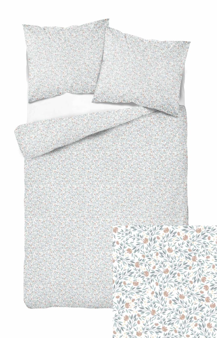 Pościel 160x200 + 2 poszewki | 100% bawełna | zielony bluszcz