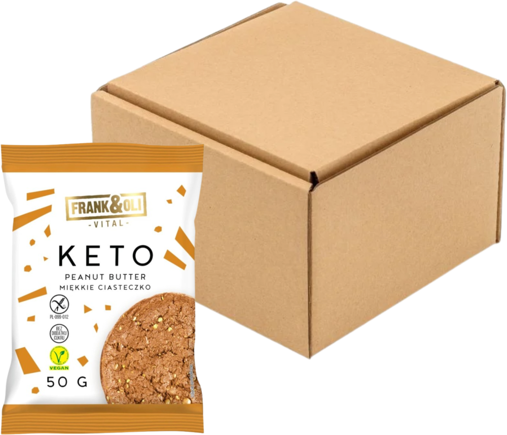 24x Miękkie ciasteczko Keto Frank&Oli, masło orzechowe + chia, bez cukru, 50g
