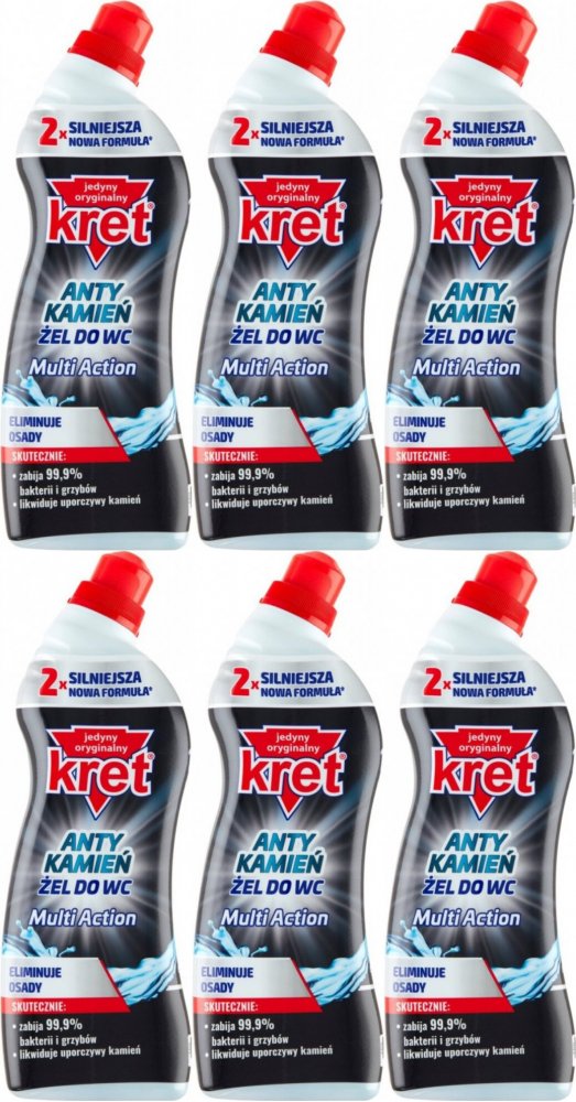 6x Kret do toalet Anty Kamień Multi Action, żel, 750g
