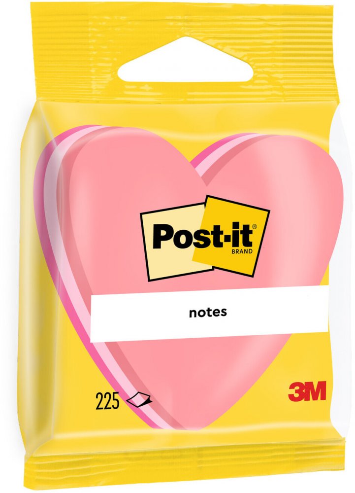 Karteczki samoprzylepne Post-it serce, 70x70mm, 225 karteczek, mix kolorów różowych