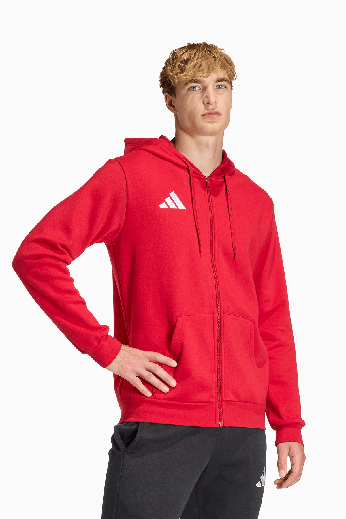 Bluza z kapturem adidas Entrada 26 Sweat Full-Zip - Czerwony