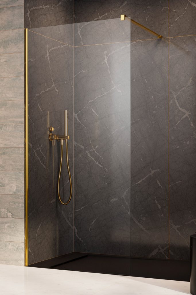 Radaway Modo New II Gold Walk-In ścianka 120 cm złoty połysk/szkło przezroczyste 389124-09-01