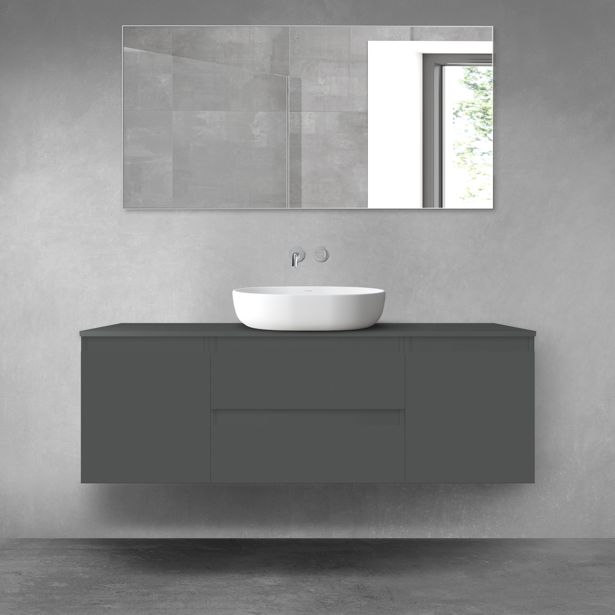 Oltens Vernal zestaw mebli łazienkowych 140 cm z blatem grafit mat 68269400 - Wysyłka w 24h