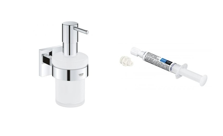 Zestaw Grohe Start Cube dozownik do mydła 160 ml chrom i klej montażowy QuickGlue (41098000, 41127000)