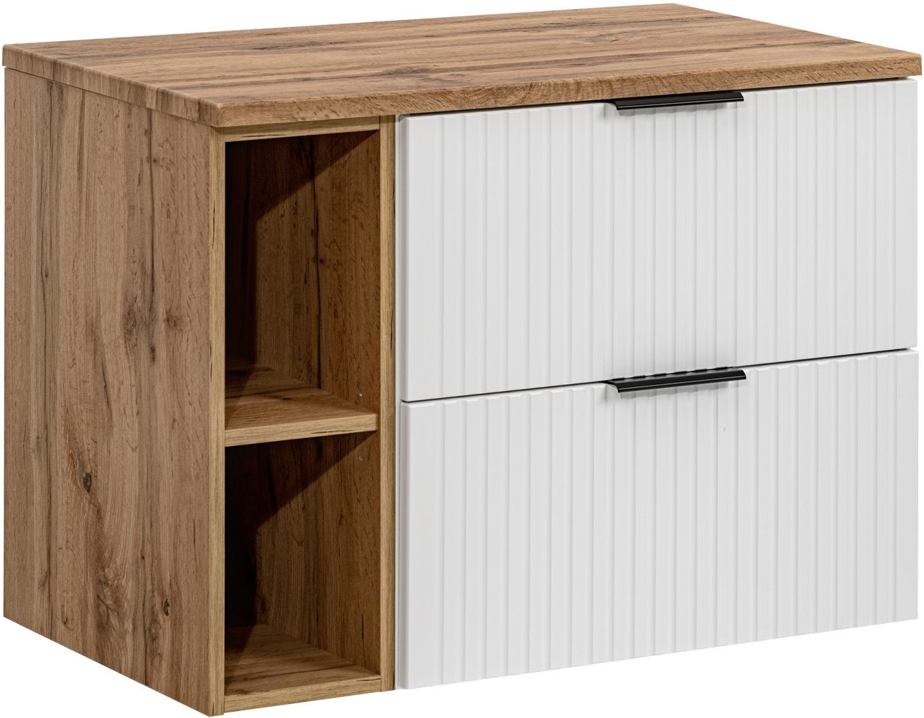 Comad Adel White szafka 80 cm podumywalkowa wisząca z blatem i regałem dąb SET -ADW B 80 CM 81-01 WOTAN - Wysyłka w 24h