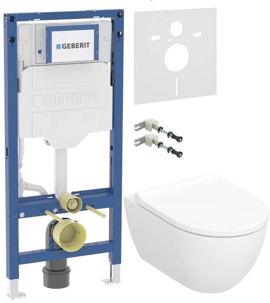 Geberit Acanto miska WC z deską wolnoopadającą stelażem wspornikami i uszczelka wygłuszającą biały (502774008, 111320006, ... - Wysyłka w 24h