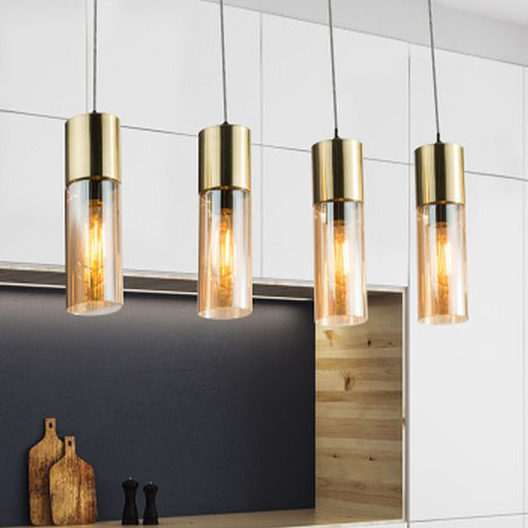 Globo Lighting Annika lampa wisząca 4x25W mosiądz/szkło bursztynowe 21000-4HM