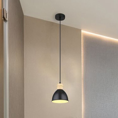 Globo Lighting Wiho lampa wisząca 1x40W czarna/drewno 54018HS