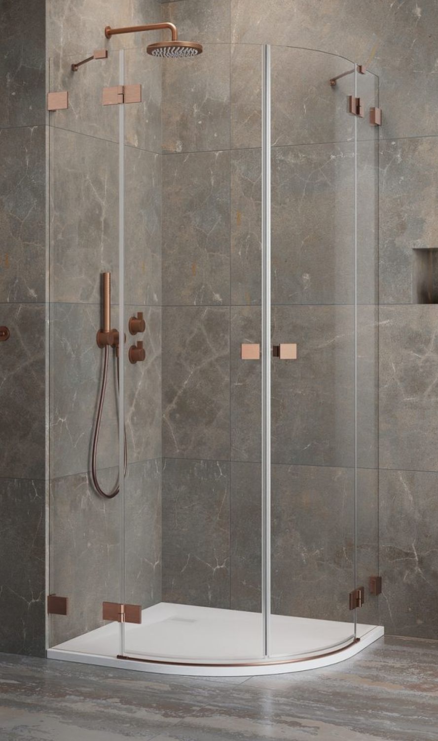 Radaway Essenza Pro Brushed Copper PDD kabina prysznicowa część lewa 90x90 cm półokrągła 10095090-93-01L