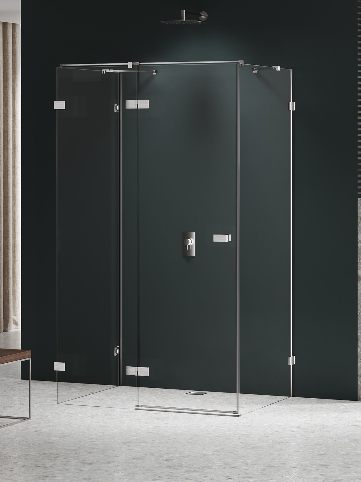 New Trendy Avexa Nickel Brushed kabina prysznicowa 90x120 cm prostokątna przyścienna lewa nikiel szczotkowany/szkło przezroczyste ...