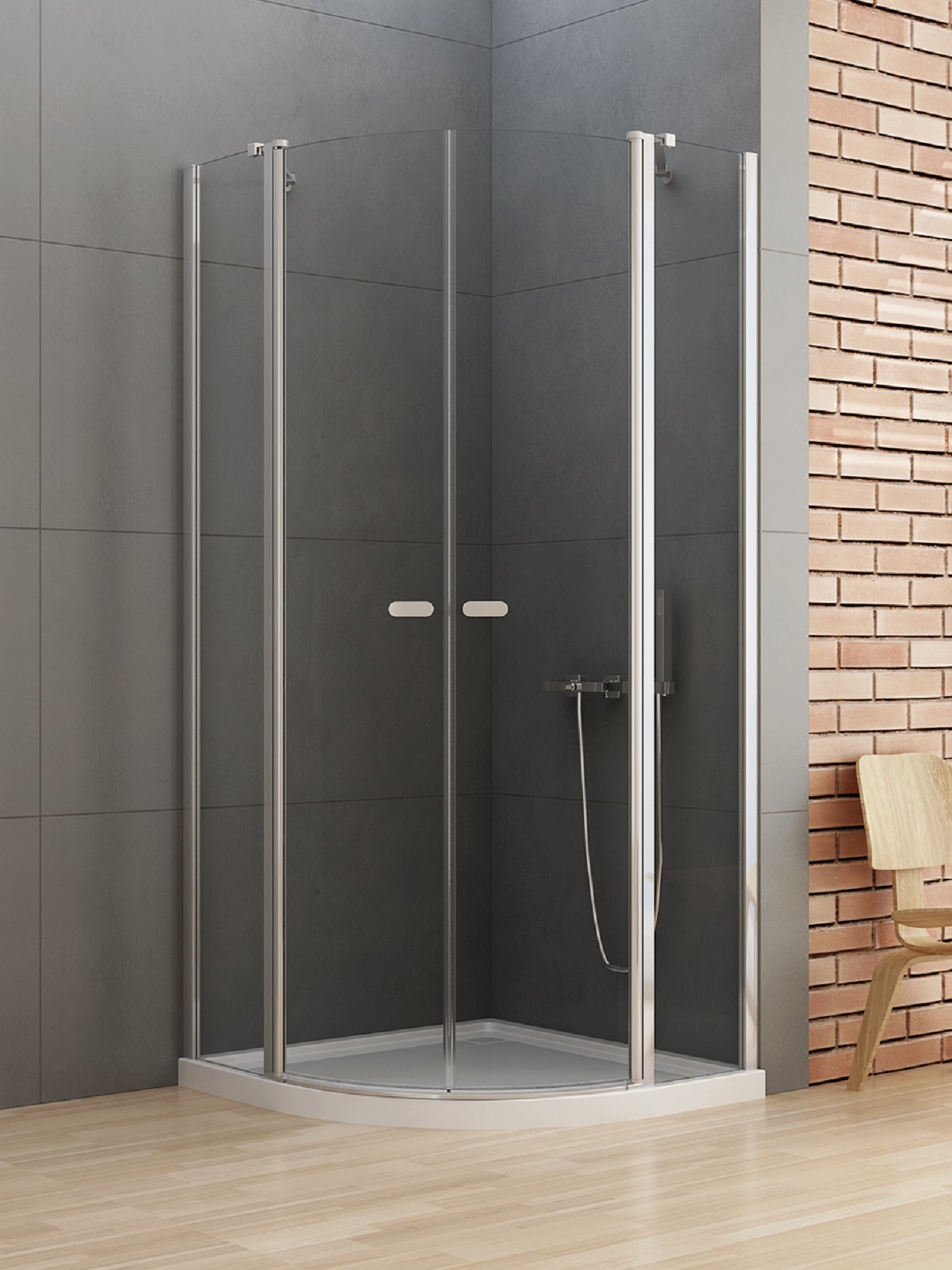 New Trendy New Soleo kabina prysznicowa 90x90 cm półokrągła chrom połysk/szkło przezroczyste K-0419
